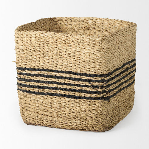 Cullen 15.7L x 15.7W x 15.7H (Set of 3) Grey Twisted Seagrass Square Basket-thumbmail-3
