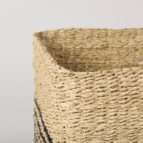 Cullen 15.7L x 15.7W x 15.7H (Set of 3) Grey Twisted Seagrass Square Basket-thumbmail-4