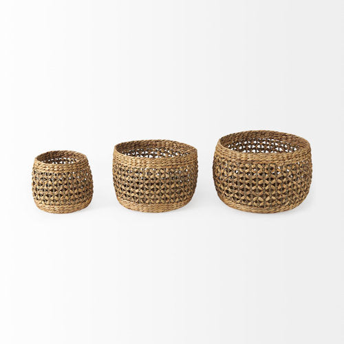 Dakota 15.0L x 15.0W x 11.8H (Set of 3) Medium Brown Seagrass Round Basket-thumbmail-2
