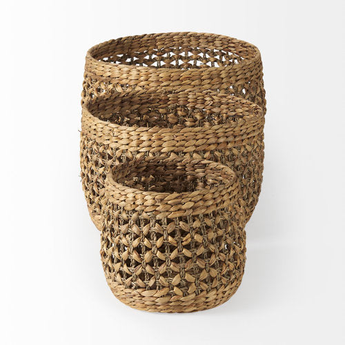 Dakota 15.0L x 15.0W x 11.8H (Set of 3) Medium Brown Seagrass Round Basket-thumbmail-3