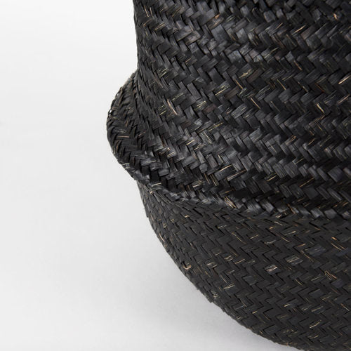 Ella 9.8L x 9.8W x 11.0H (Set of 3) Black Seagrass Basket W/ Light Brown Handles-thumbmail-6