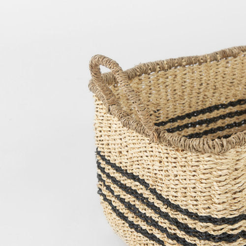 Emma 17.3L x 13.0W x 11.0H (Set of 2) Light Brown Seagrass Rectangular Basket W/ Black Stripes-thumbmail-4