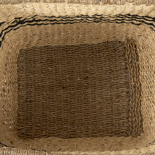 Emma 17.3L x 13.0W x 11.0H (Set of 2) Light Brown Seagrass Rectangular Basket W/ Black Stripes-thumbmail-6