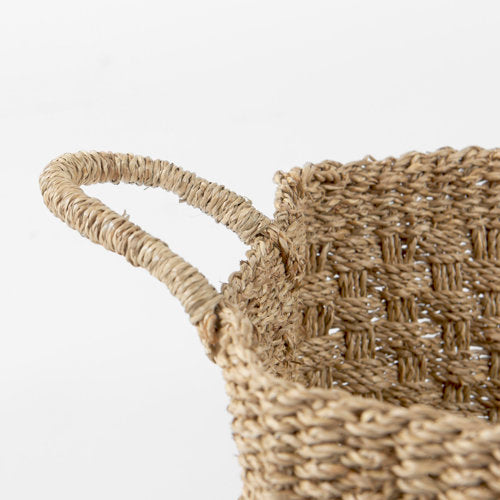 Emra 17.3L x 11.8W x 7.9H (Set of 3) Light Brown Seagrass Rectangular Basket W/ Handles-thumbmail-5