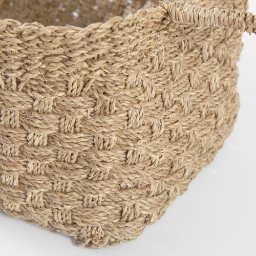 Emra 17.3L x 11.8W x 7.9H (Set of 3) Light Brown Seagrass Rectangular Basket W/ Handles-thumbmail-8