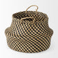 Gaia 17.7L x 17.7W x 20.5H Set of 3 Light and Dark Brown Cross Patterend Belly Seagrass Basket