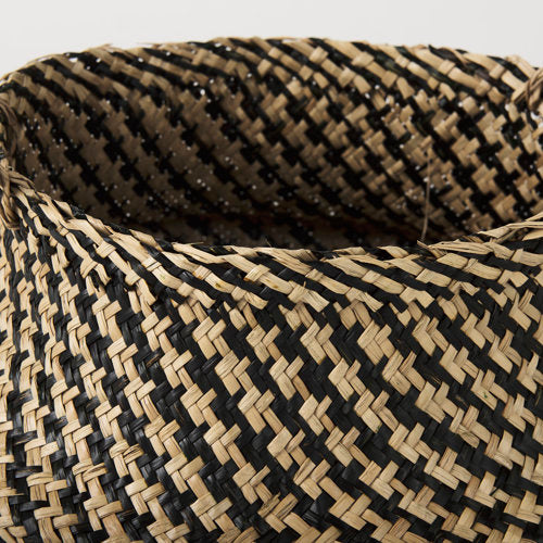 Gaia 17.7L x 17.7W x 20.5H Set of 3 Light and Dark Brown Cross Patterend Belly Seagrass Basket-thumbmail-5