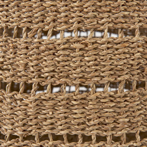 Hayes 17.7L x 17.7W x 11.8H (Set of 2) Medium Brown Seagrass Round Basket with Stripe Pattern