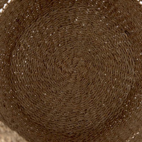 Hayes 17.7L x 17.7W x 11.8H (Set of 2) Medium Brown Seagrass Round Basket with Stripe Pattern