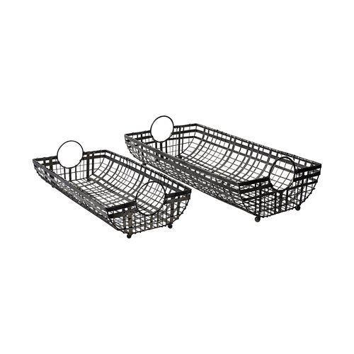 Kenneth (Set of 2) 24L x 12W Gray Metal Baskets