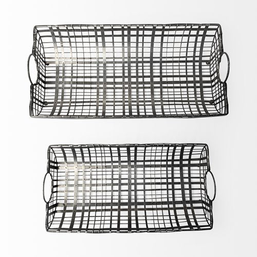 Kenneth (Set of 2) 24L x 12W Gray Metal Baskets-thumbmail-3