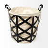 Liya 18L x 15W Black Metal Basket with Cream Fabric Liner