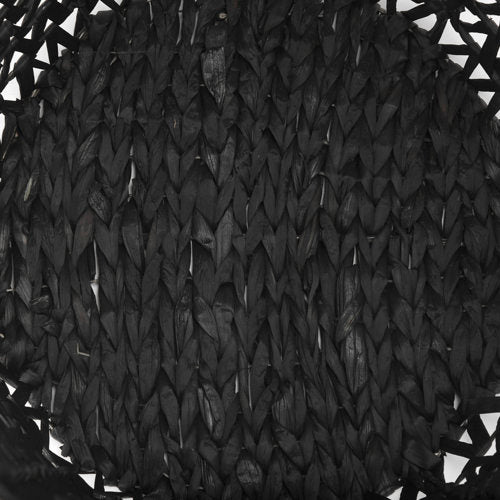 Lola 19.7L x 19.7W x 23.6 Set of 3 Black Water Hyacinth Zig Zag Weave Round Basket W/ Handles-thumbmail-7