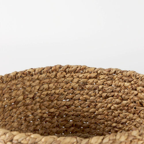 Morocco 15.7L x 15.7 (Set of 3) Brown Two Tone Water Hyacinth and Cornhusk Round Basket W/ Handles-thumbmail-5