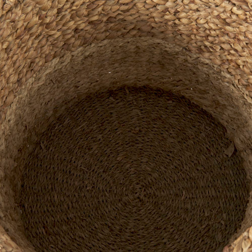Morocco 15.7L x 15.7 (Set of 3) Brown Two Tone Water Hyacinth and Cornhusk Round Basket W/ Handles-thumbmail-7