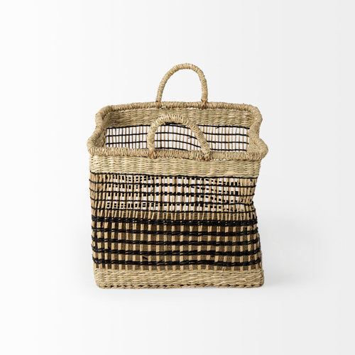 Nia 18.5L x 13.4W x 14.6H Set of 2 Light Brown Seagrass Rectangular Basket with Handles-thumbmail-3