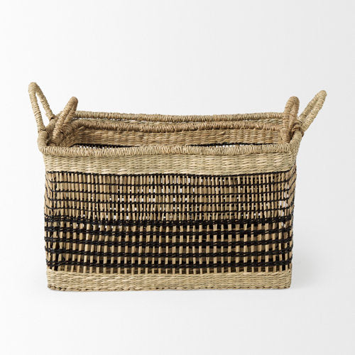 Nia 18.5L x 13.4W x 14.6H Set of 2 Light Brown Seagrass Rectangular Basket with Handles-thumbmail-4