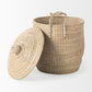 Olivia 15.7L x 15.7W x 17.3H Set of 3 Beige Seagrass Basket W/Lid and Handles