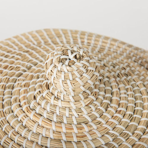 Olivia 15.7L x 15.7W x 17.3H Set of 3 Beige Seagrass Basket W/Lid and Handles