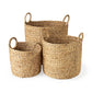 Sivan 19.7L x 19.7W x 23.6H (Set of 3) Light Brown Water Hyacinth Round Basket W/ Handles