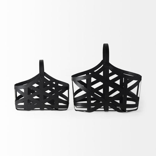 Tyrell (Set of 2) 23L x 11W; 18L x 8W Black Iron Metal Baskets