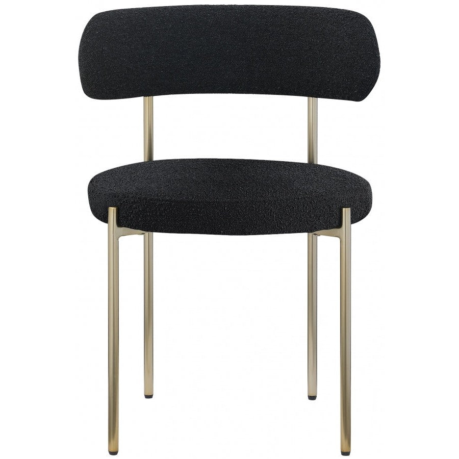 Ronda Boucle Fabric Dining Chair Brushed Brass - Black