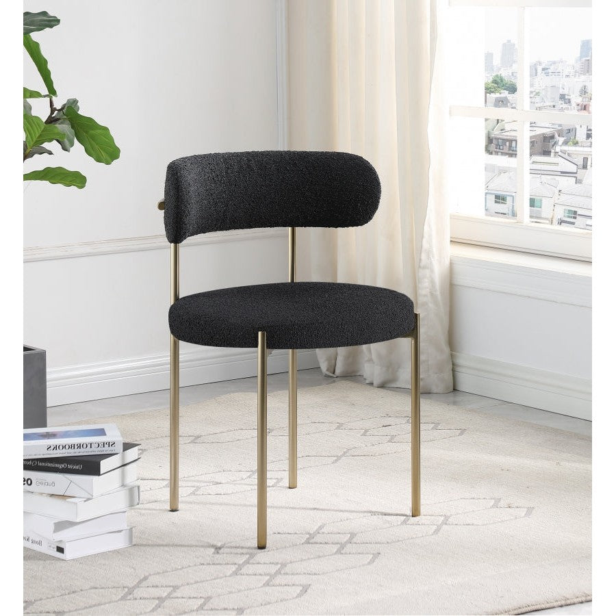 Ronda Boucle Fabric Dining Chair Brushed Brass