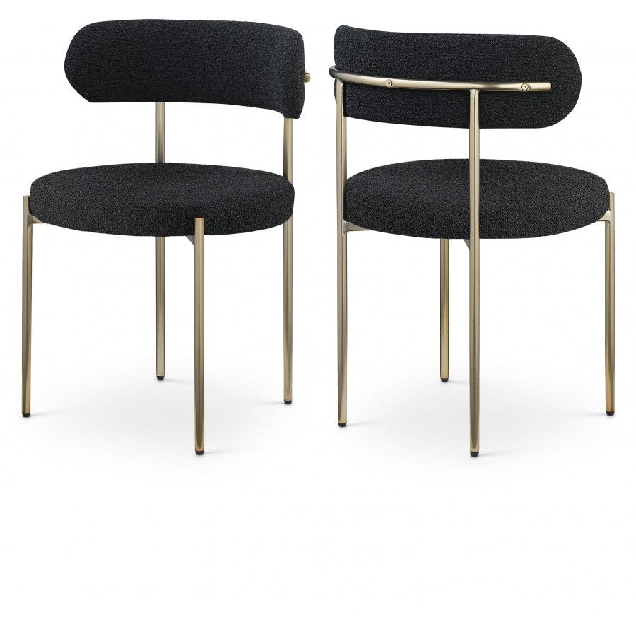Ronda Boucle Fabric Dining Chair Brushed Brass