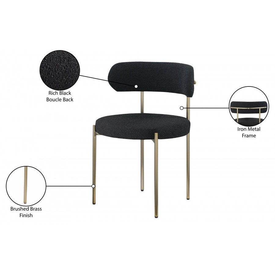 Ronda Boucle Fabric Dining Chair Brushed Brass