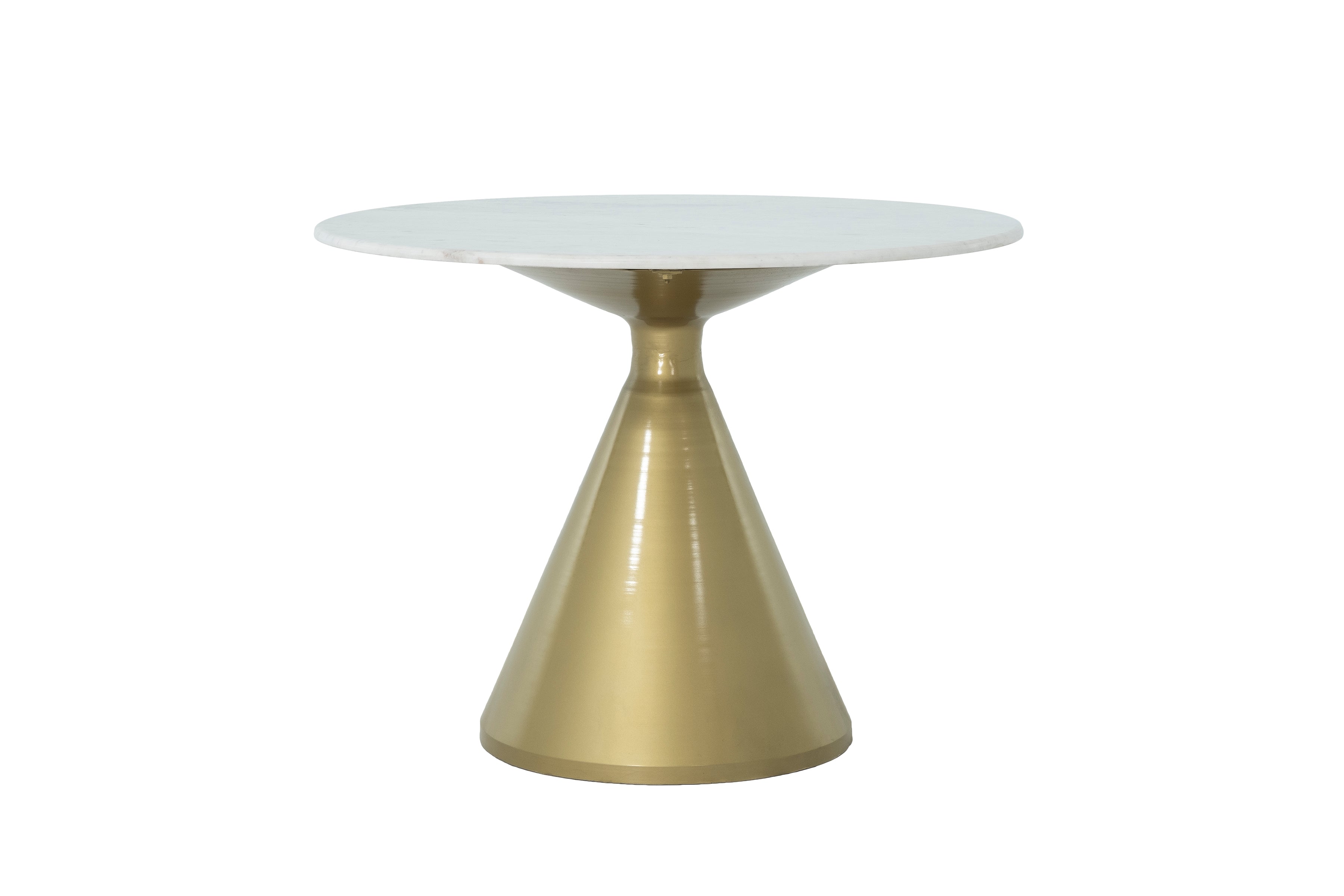 Silhouette Pedestal Marble Top Round Dining Table W/ Gold Base