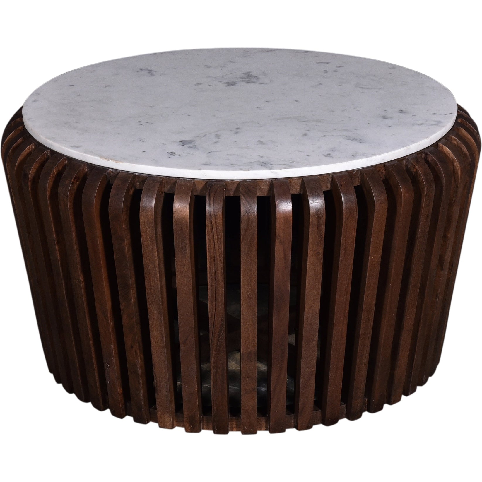 Alder Round Marble Coffee Table Brown