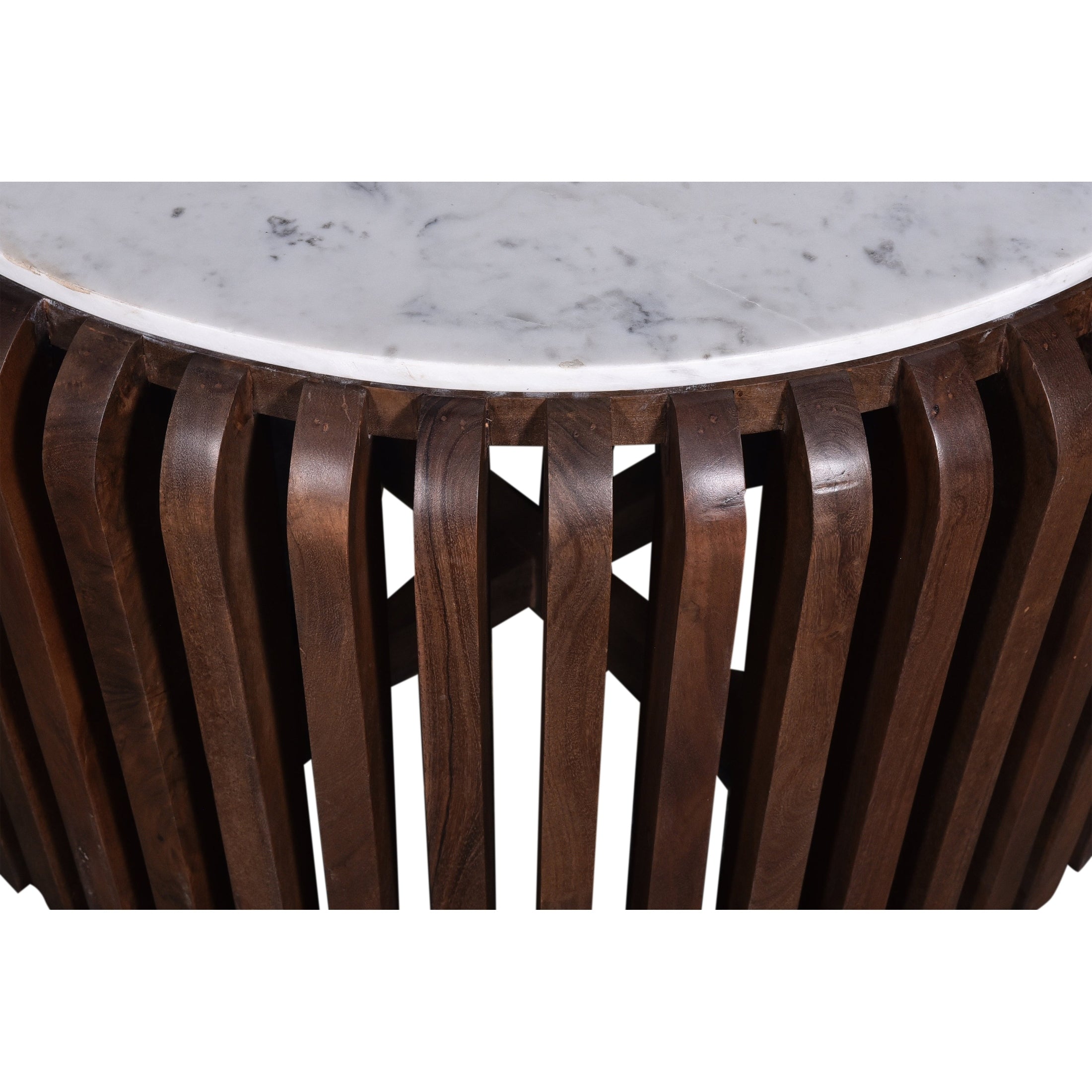Alder Round Marble Coffee Table Brown