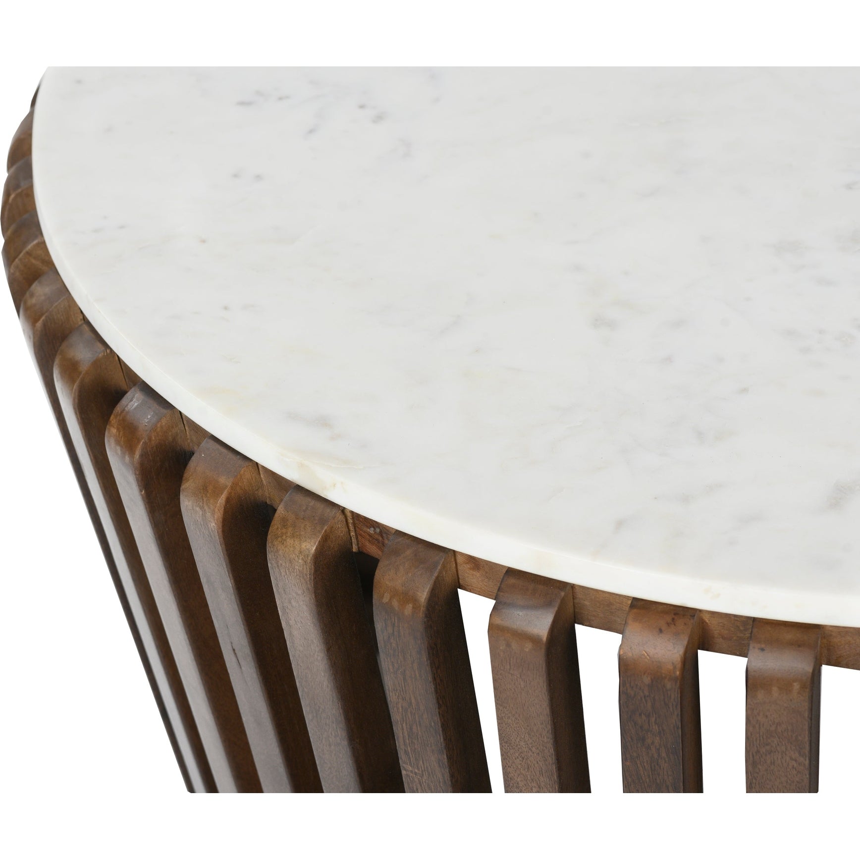 Alder Round Marble Coffee Table Brown