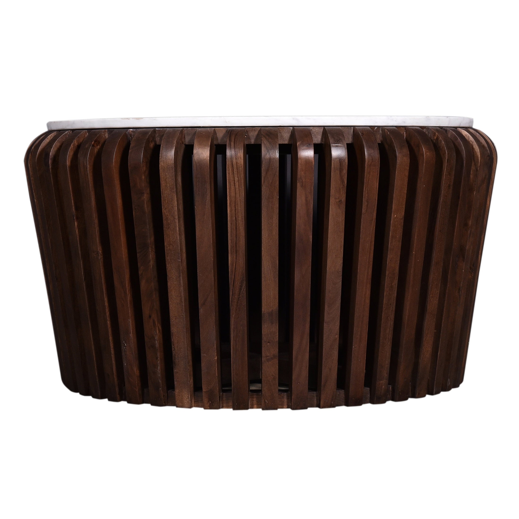 Alder Round Marble Coffee Table Brown