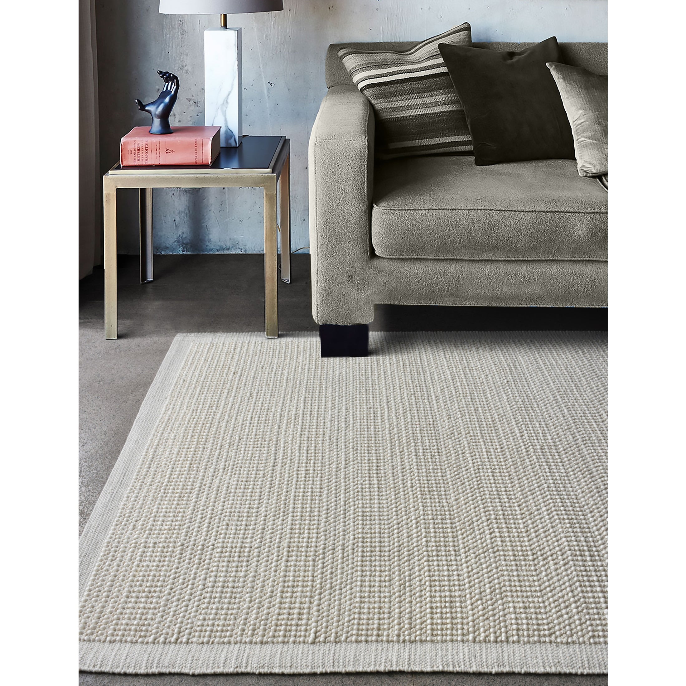 Buvana Handwoven Woolen Rug - Ivory