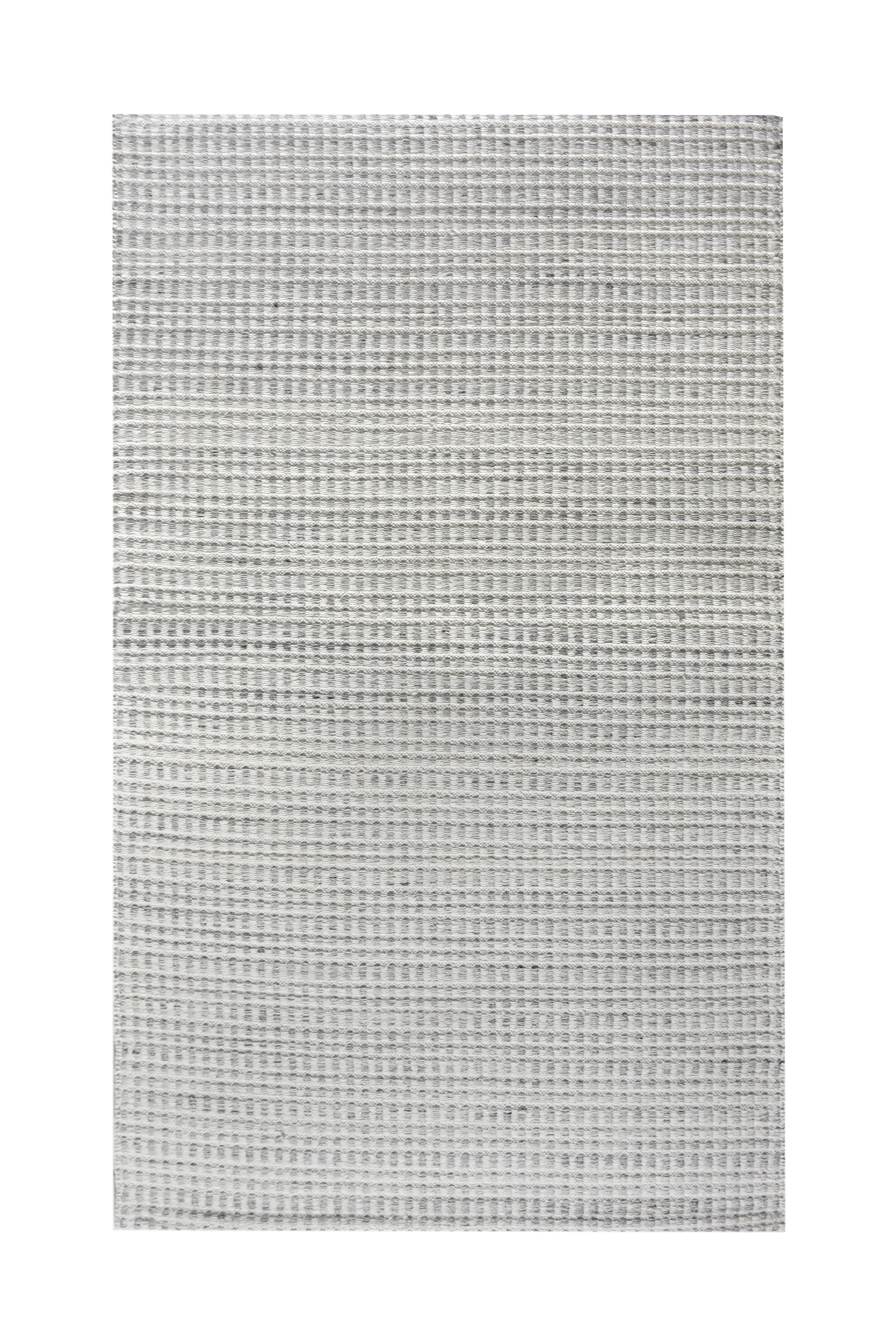 Caddie Handwoven Woolen Rug - Ivory/grey