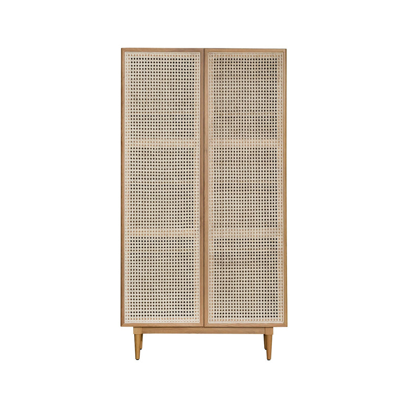 Cane Bookcase With Full Doors - Natural