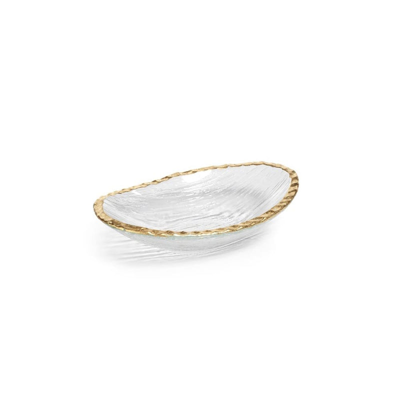 Cassiel Small Clear Textured Bowl with Jagged Gold Rim