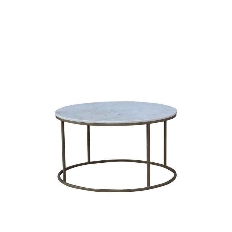 TANE ROUND MARBLE COFFEE TABLE BRASS LEGS
