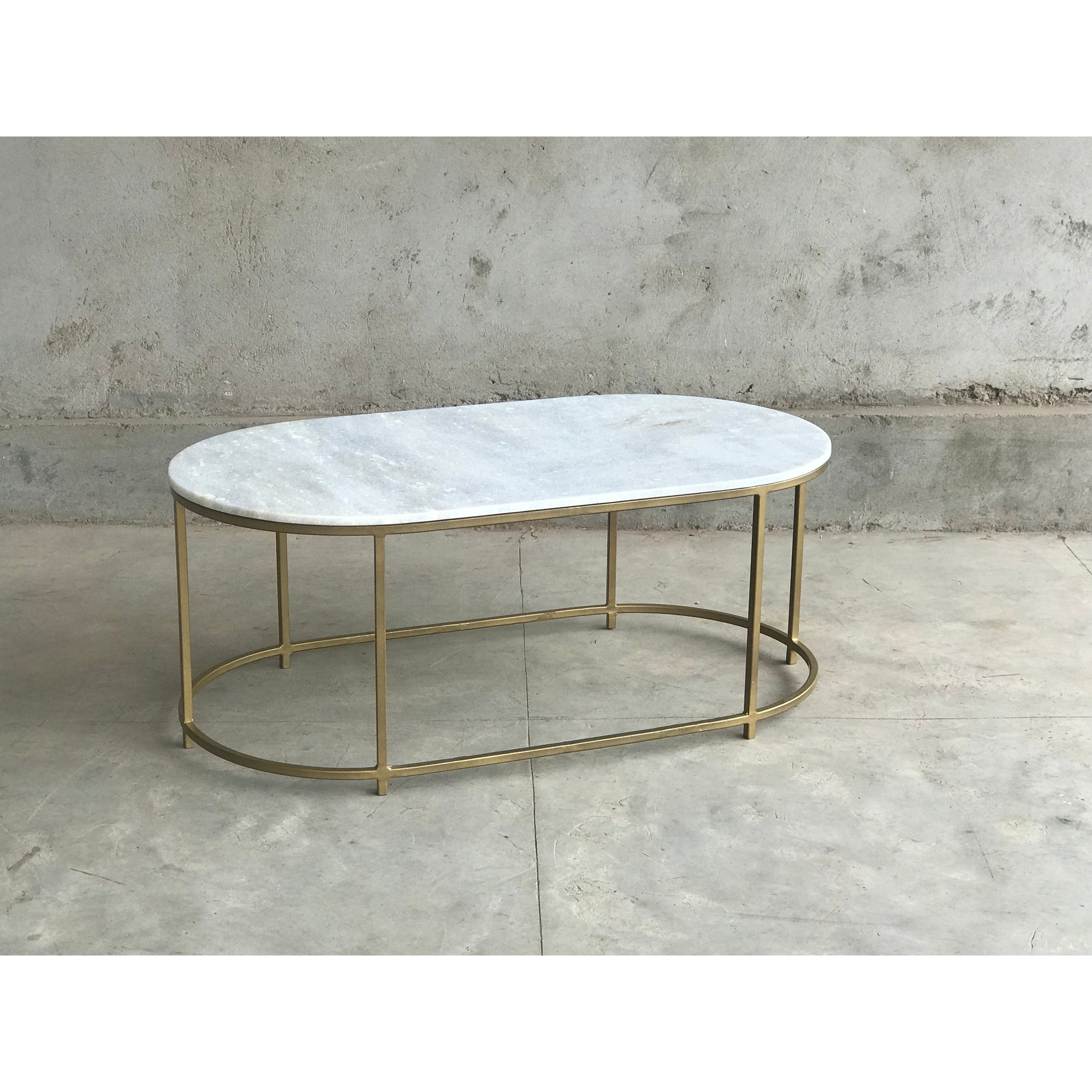 Tane Marble & Gold Oval Coffee Table