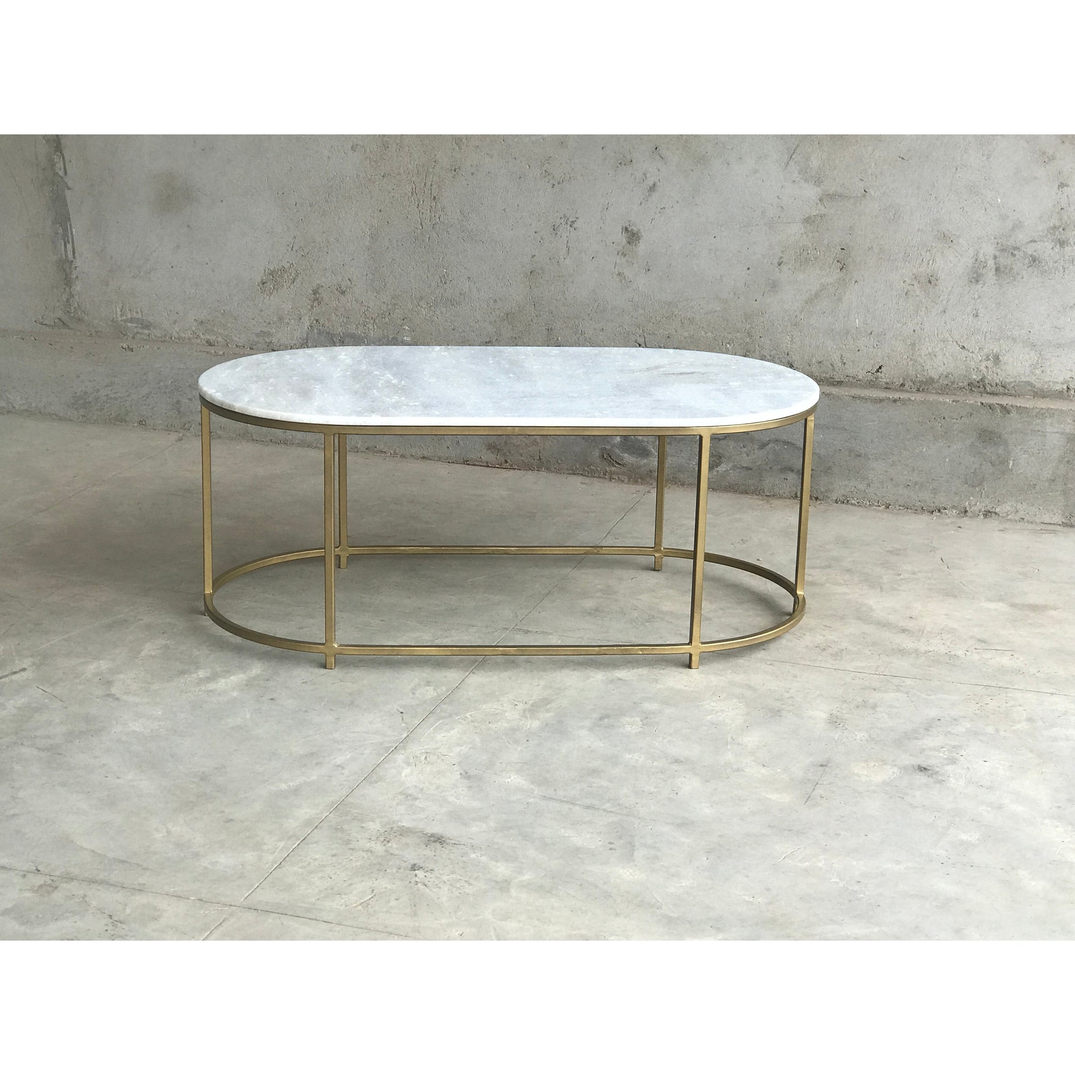 Tane Marble & Gold Oval Coffee Table