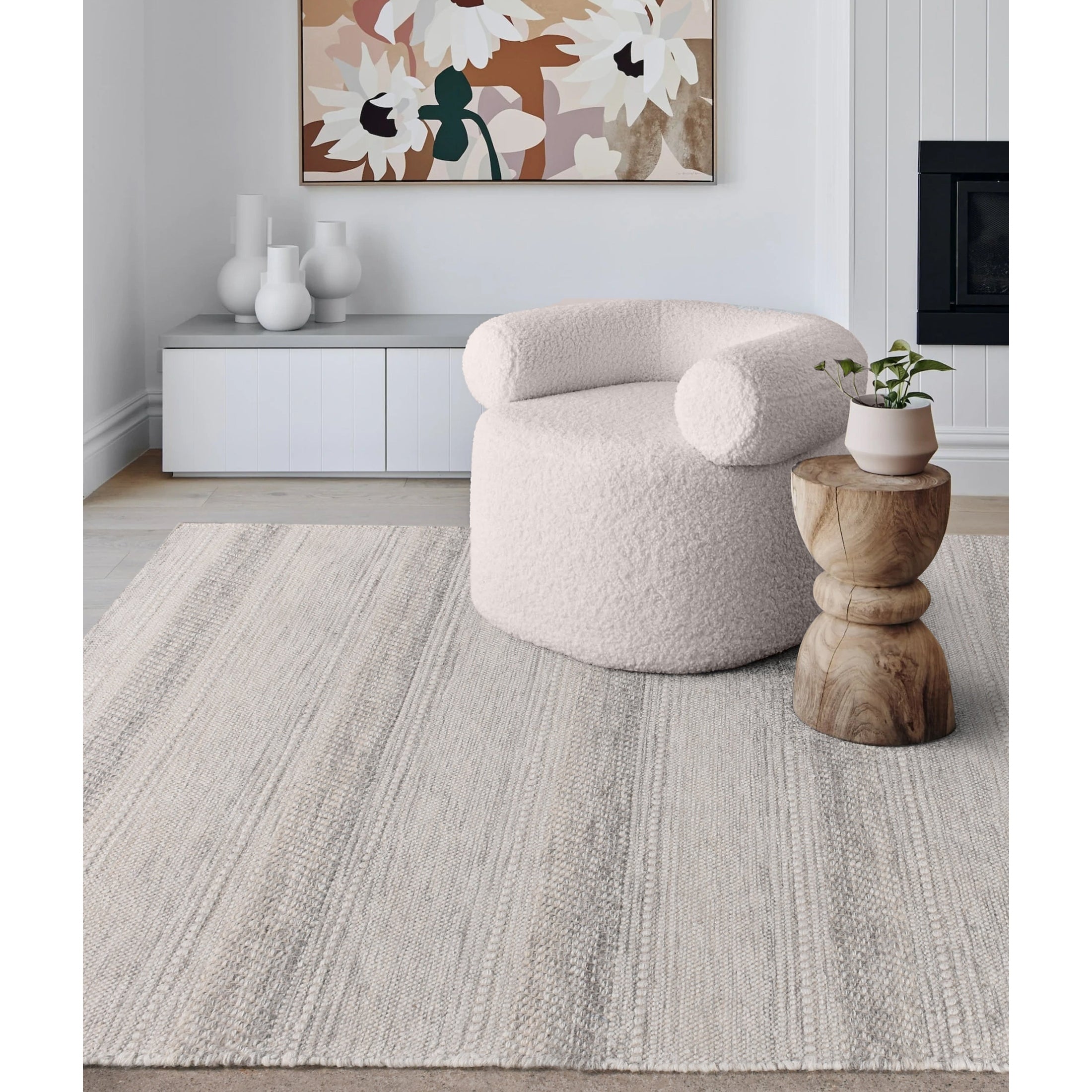 Mures Handwoven Woolen Rug - Ivory/light Grey-thumbmail-4