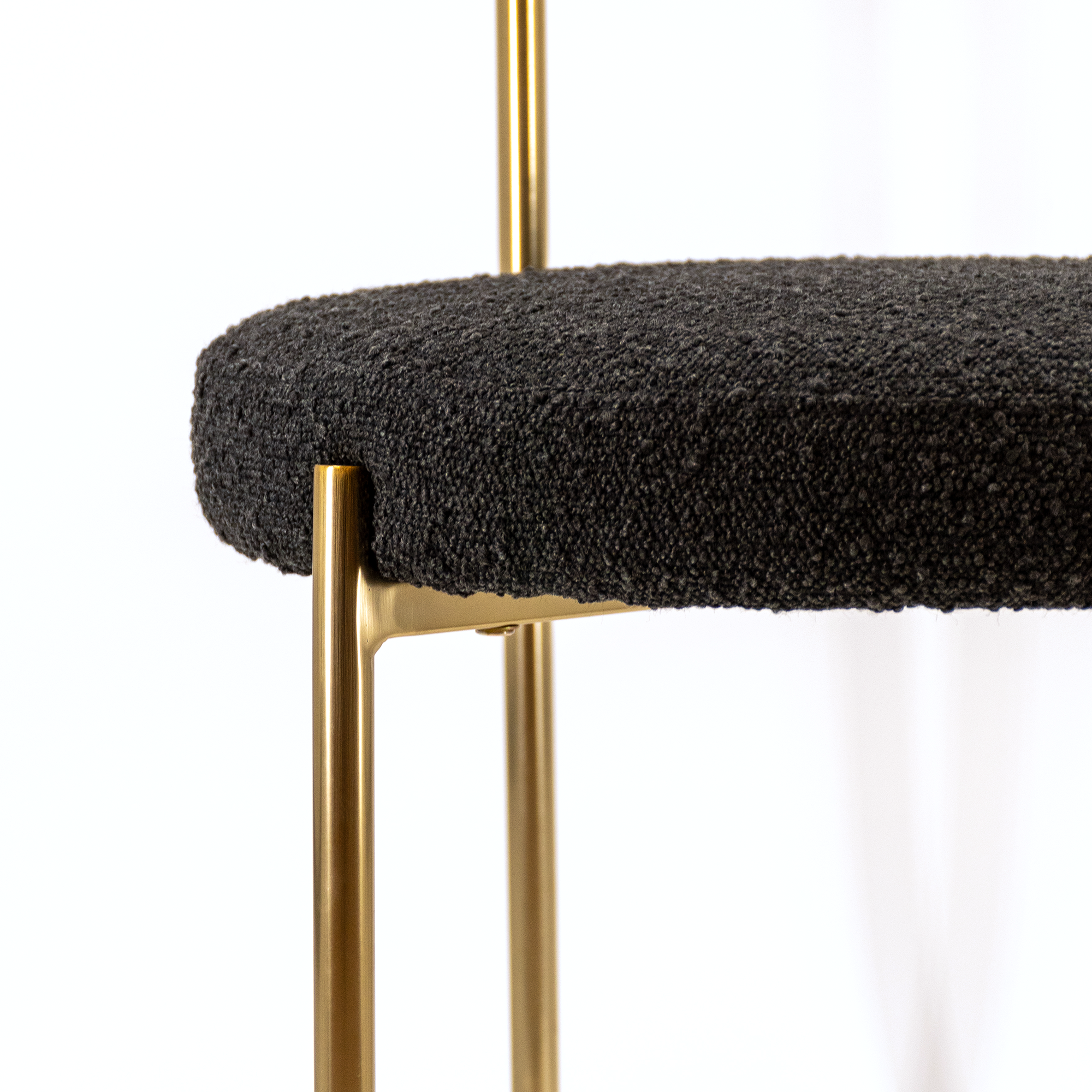 Ronda Boucle Fabric Dining Chair Brushed Brass