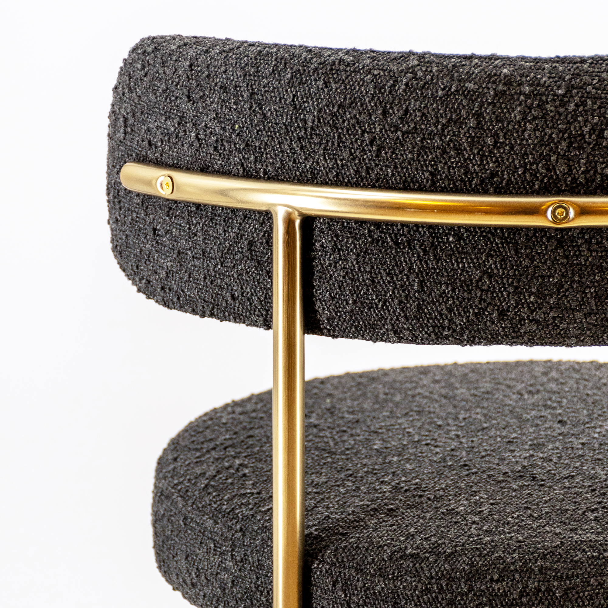 Ronda Boucle Fabric Dining Chair Brushed Brass
