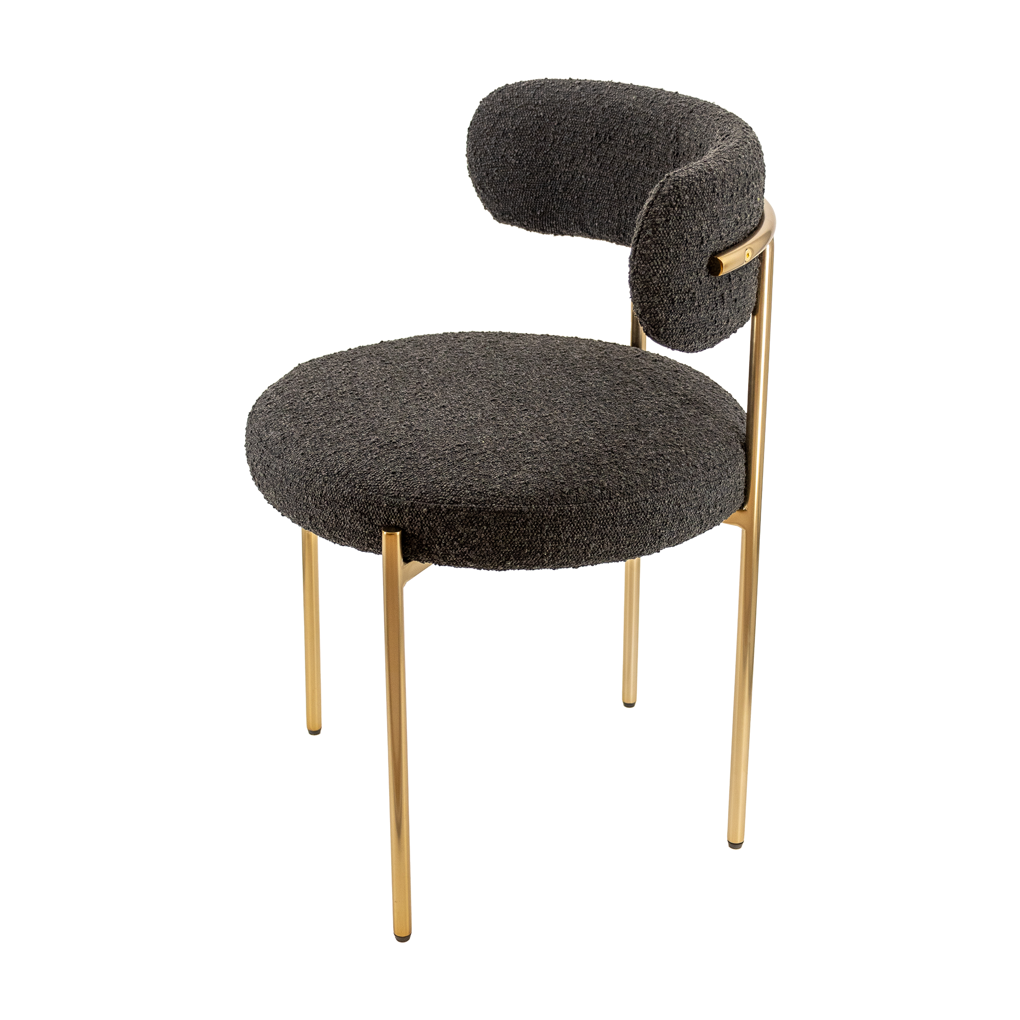 Ronda Boucle Fabric Dining Chair Brushed Brass
