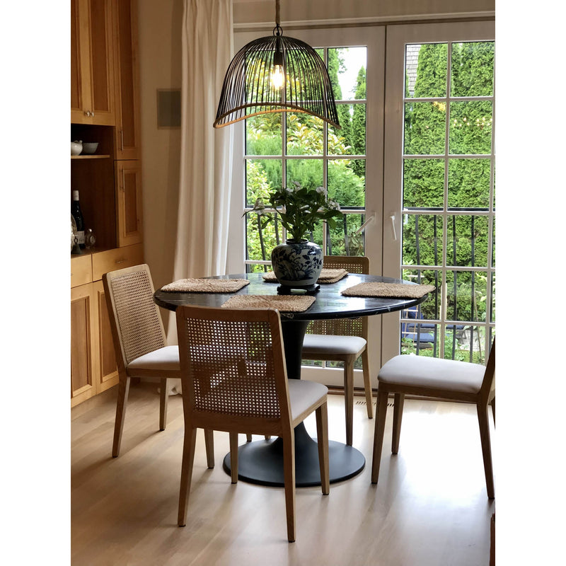 Cane Dining Chair - Oyster Linen/Natural
