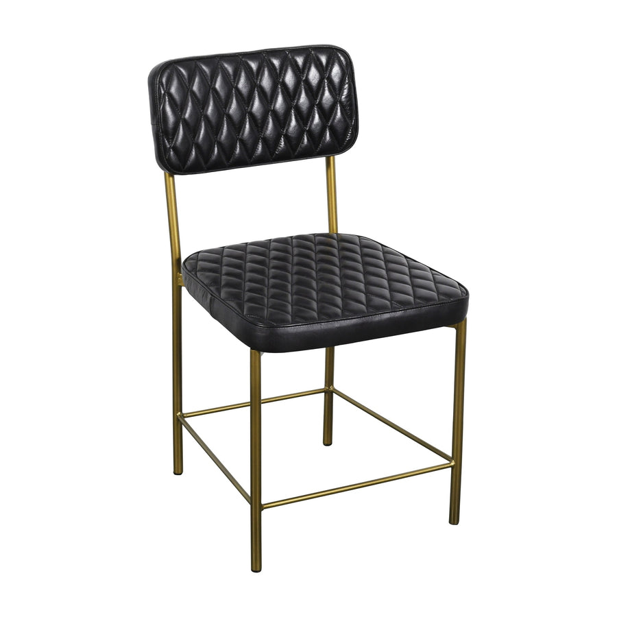 Vega Dining Chair  Genuine Leather Seating - Black