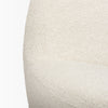 Extreme close-up of the variegated oatmeal fabric grain on the Beverly accent chair.