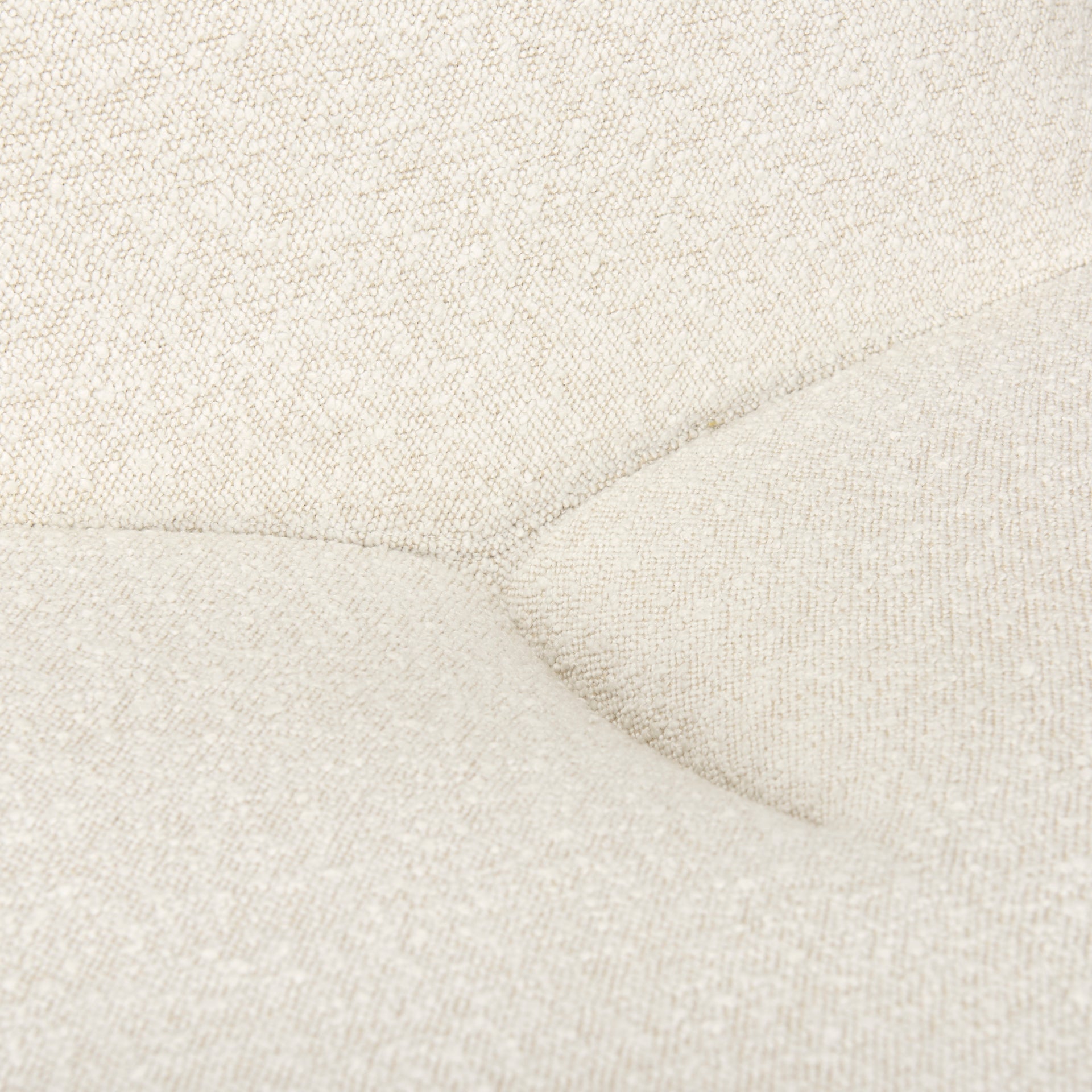 Front view of the Beverly high-back accent chair in oatmeal bouclé fabric with a sculptural pebble silhouette.