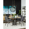 Overhead bird's-eye view detail highlighting the deep charcoal wood grain and polished finish of the black tabletop